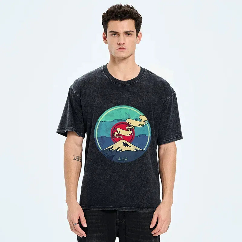 Japanese vintage Mount Fuji washed t shirt