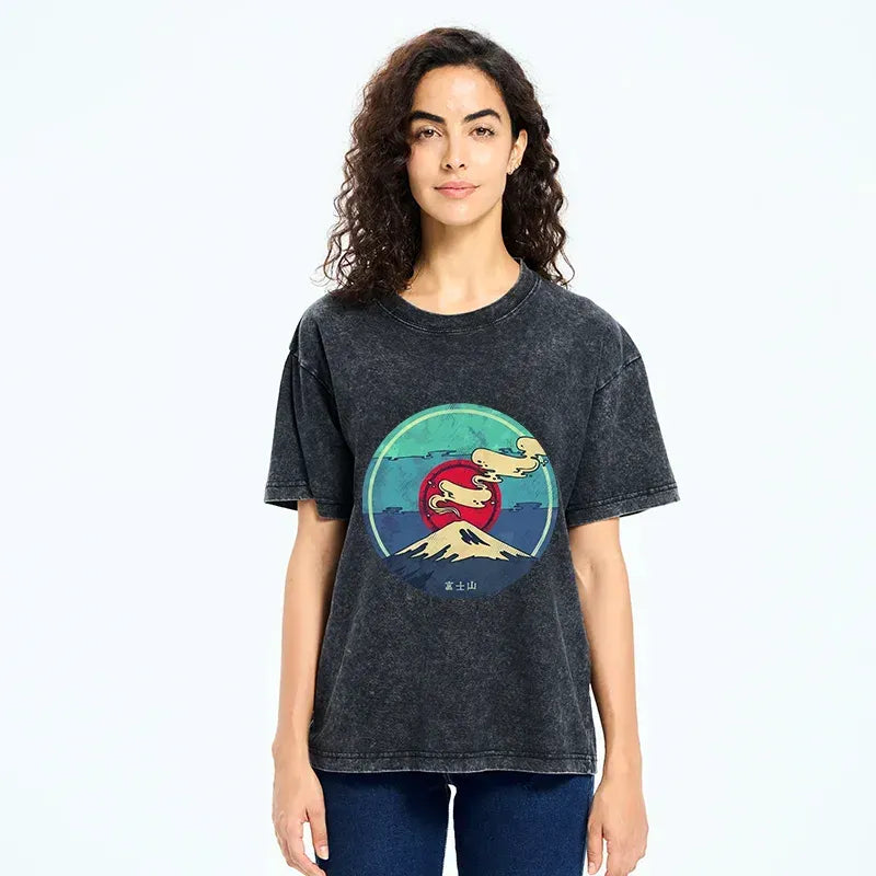 Japanese vintage Mount Fuji washed t shirt