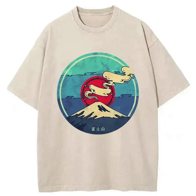 Japanese vintage Mount Fuji washed t shirt