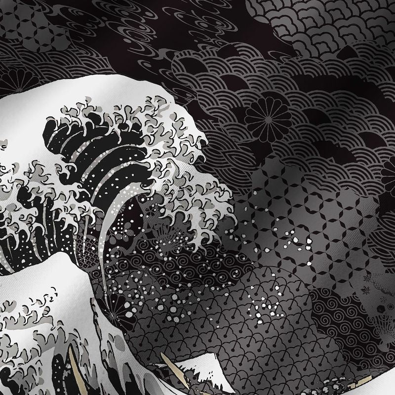 Kyoto-Lion Great Wave Off Fuji Cuban Collar Shirt