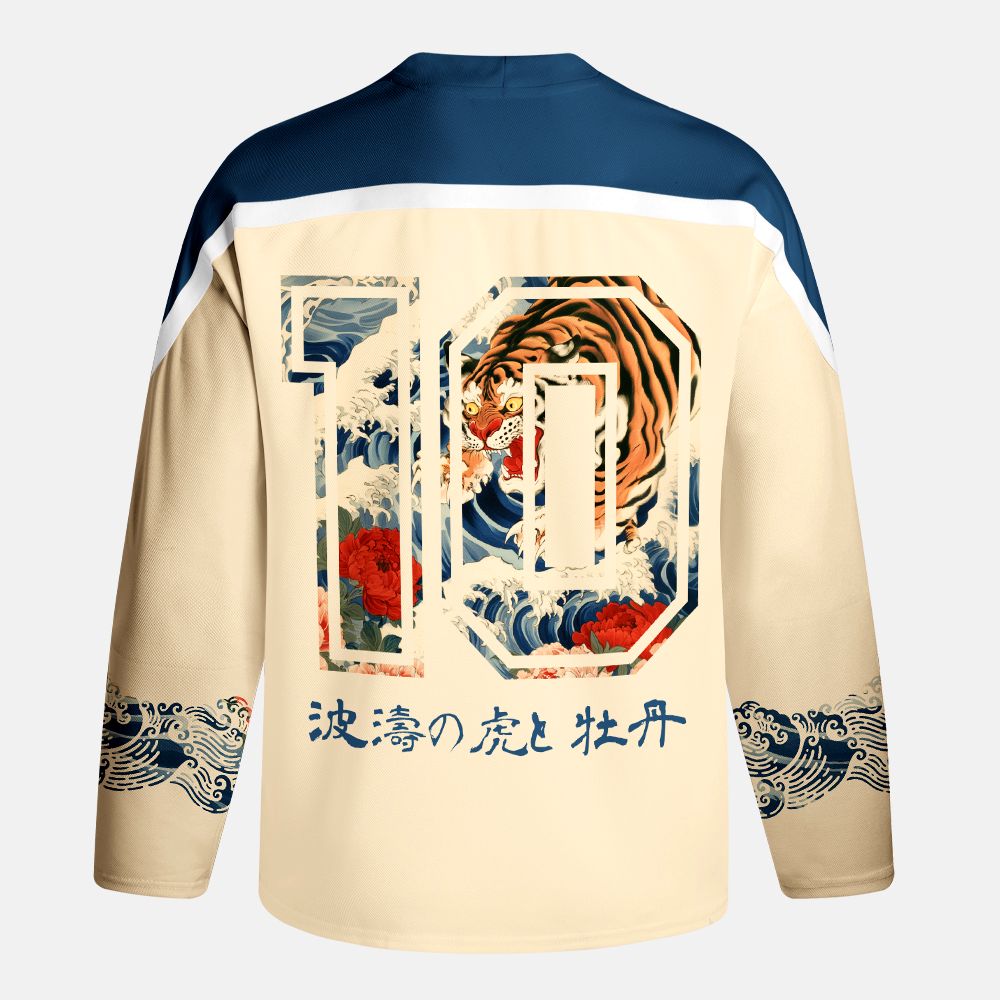 Kyoto-Lion Tiger Of The Floral Surf Long-Sleeve Hockey Jersey
