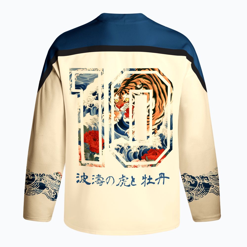 Kyoto-Lion Tiger Of The Floral Surf Long-Sleeve Hockey Jersey