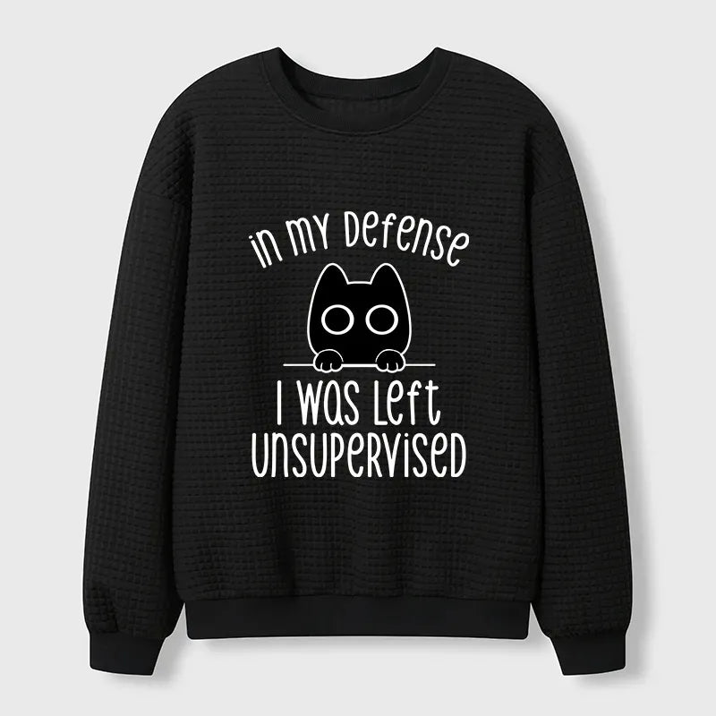 Funny Cat Waffle Sweatshirt for Daily Wear