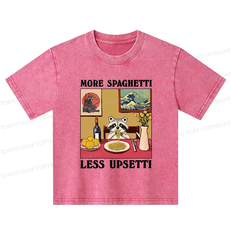 Kyoto-Lion More Spaghetti Less Upsetti Japanese Kids Washed T-Shirt