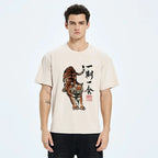 Kyoto-Lion Japanese Ink Tiger Art Washed T-Shirt