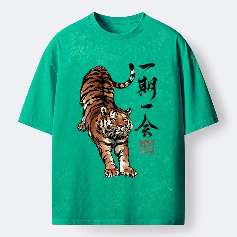 Japanese ink tiger washed t-shirt