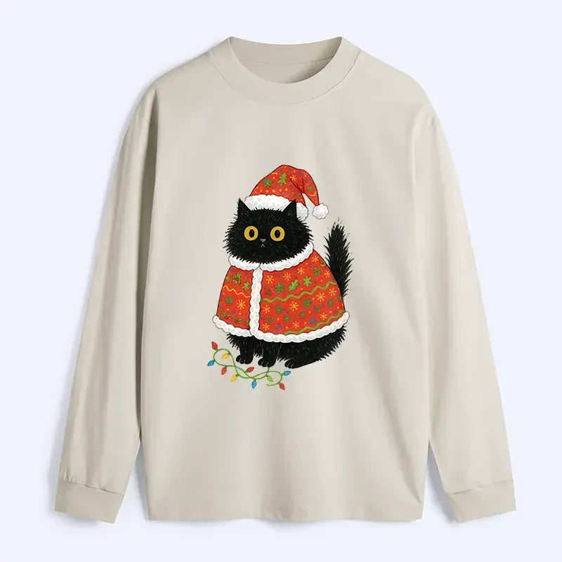 Kyoto-Lion Cat Wearing Santa Hat Classic Long Sleeve T-Shirt