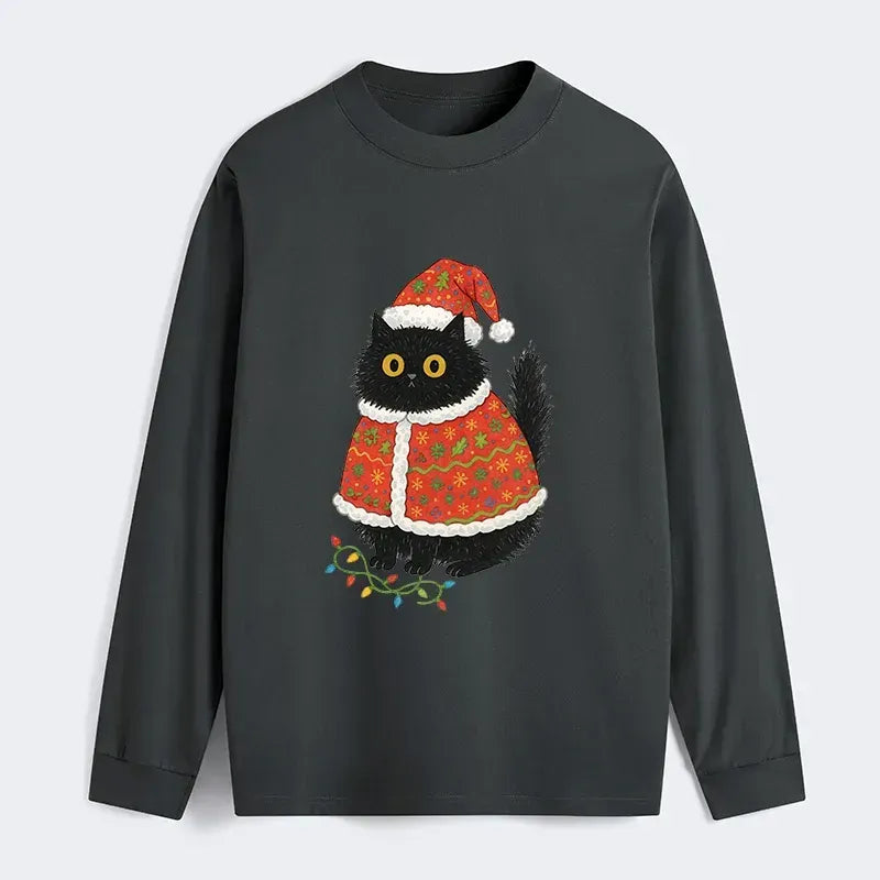 Kyoto-Lion Cat Wearing Santa Hat Classic Long Sleeve T-Shirt