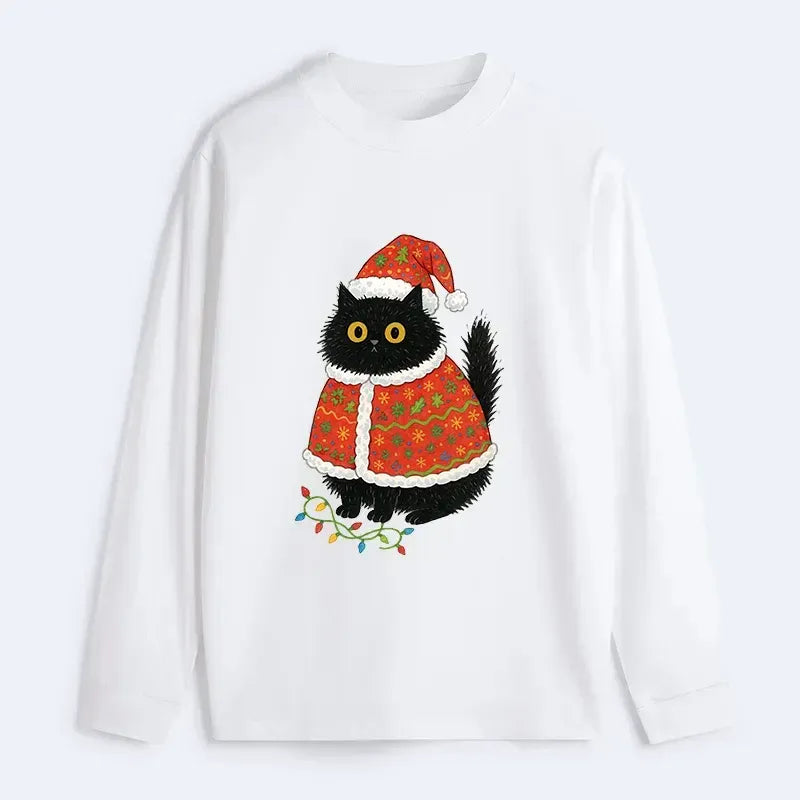 Kyoto-Lion Cat Wearing Santa Hat Classic Long Sleeve T-Shirt