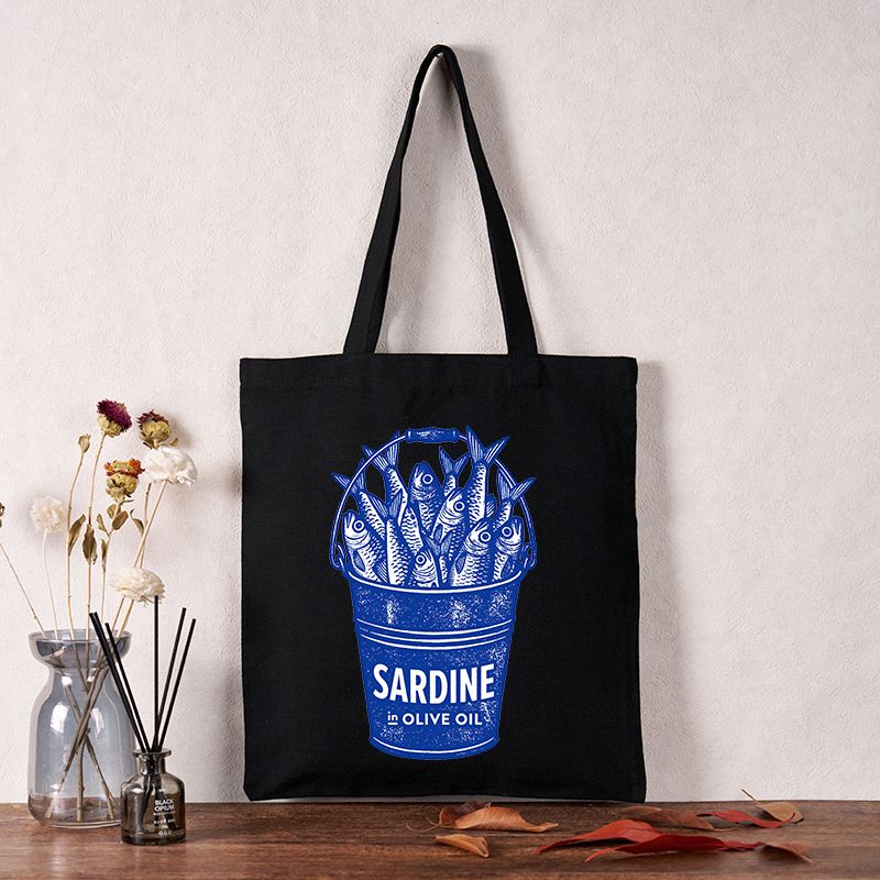 Vintage Sardines Bucket Tote Bag