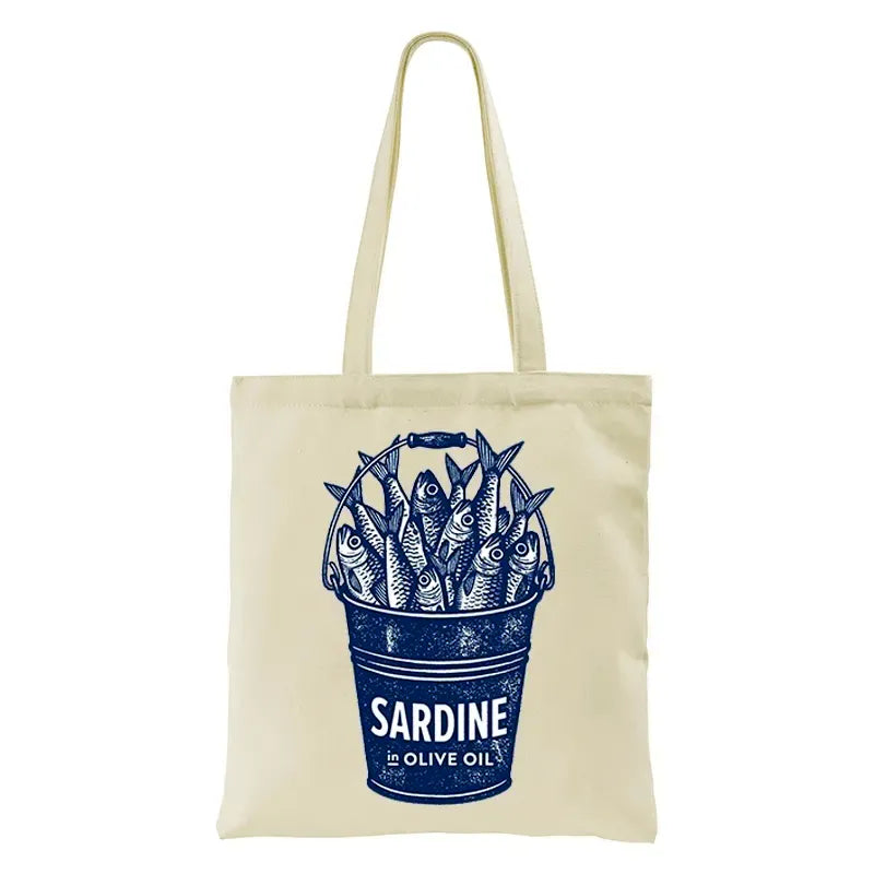 Kyoto-Lion Vintage Bucket Full Of Fresh Sardines Tote Bag