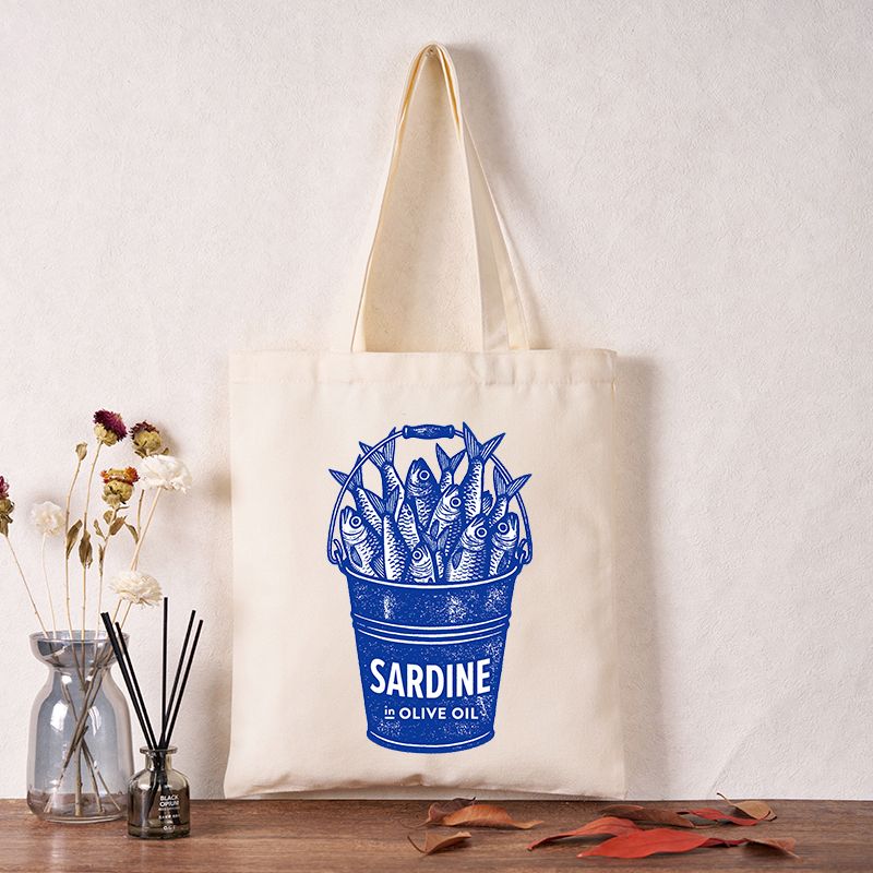 Vintage Sardines Bucket Tote Bag