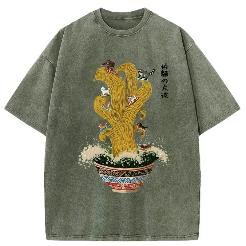 Japanese Vintage Washed T-Shirt for Daily Wear