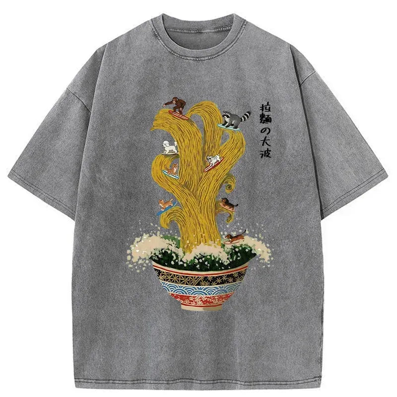 Japanese Vintage Washed T-Shirt for Daily Wear