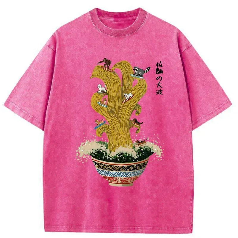 Japanese Vintage Washed T-Shirt for Daily Wear