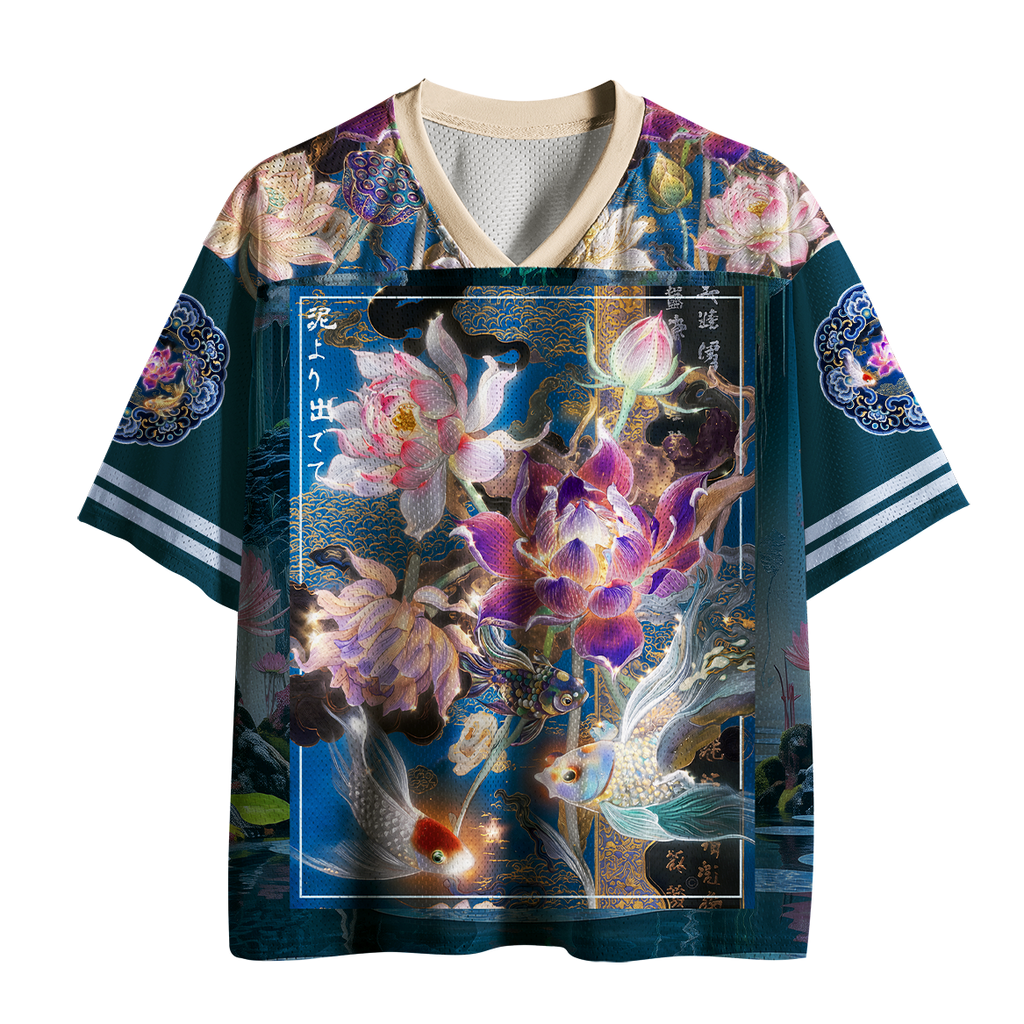 Breathable Mesh Jersey with Koi Design