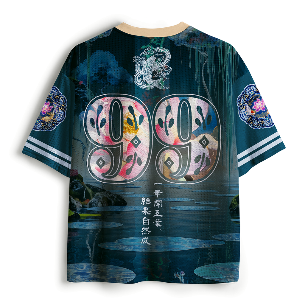 Kyoto-Lion Lotus Koi Zen Oriental Mesh Jersey