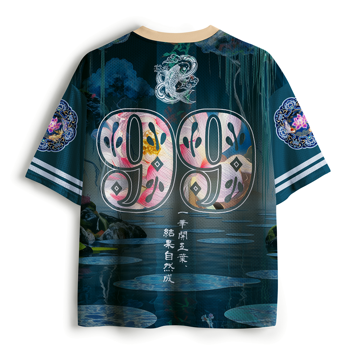 Kyoto-Lion Lotus Koi Zen Oriental Mesh Jersey