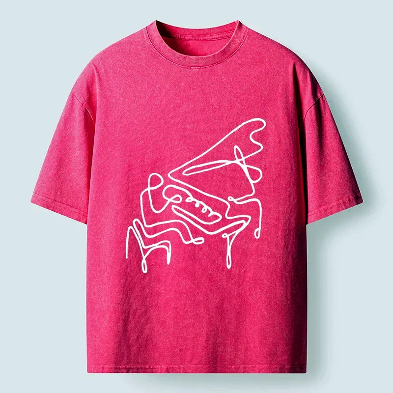Kyoto-Lion Minimalist Piano Washed T-Shirt