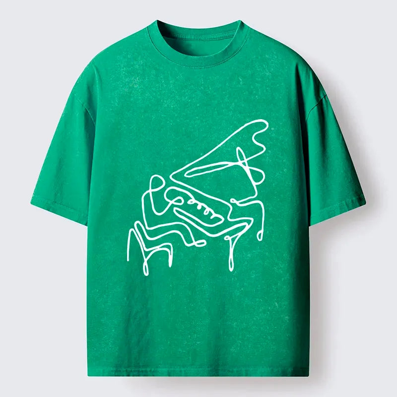 Kyoto-Lion Minimalist Piano Washed T-Shirt