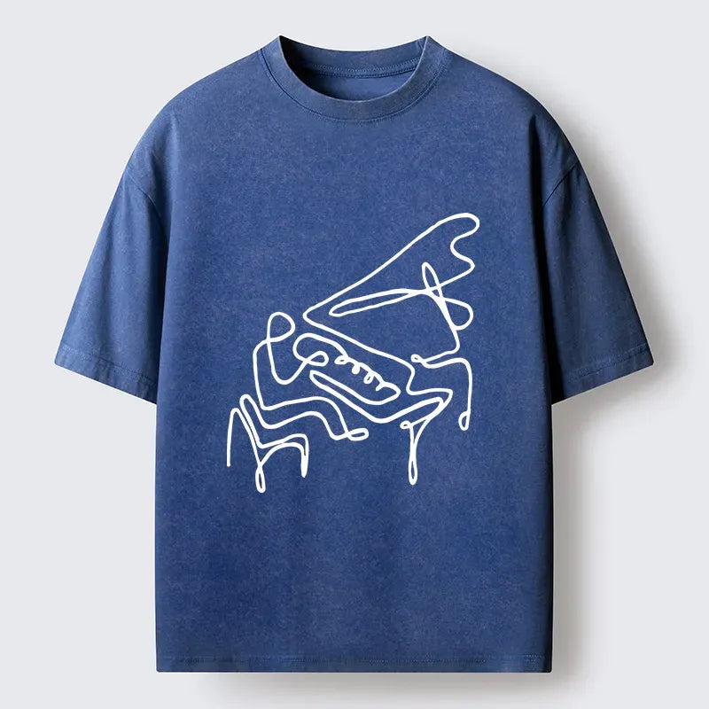 Vintage Japanese Style Washed T-Shirt for Streetwear
