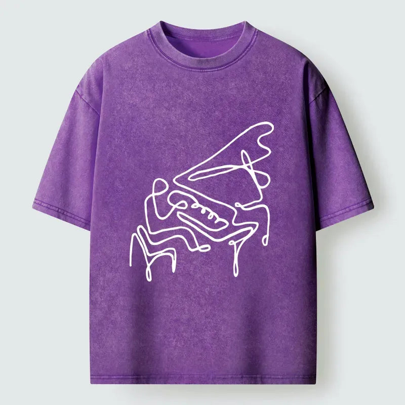 Vintage Japanese Style Washed T-Shirt for Streetwear