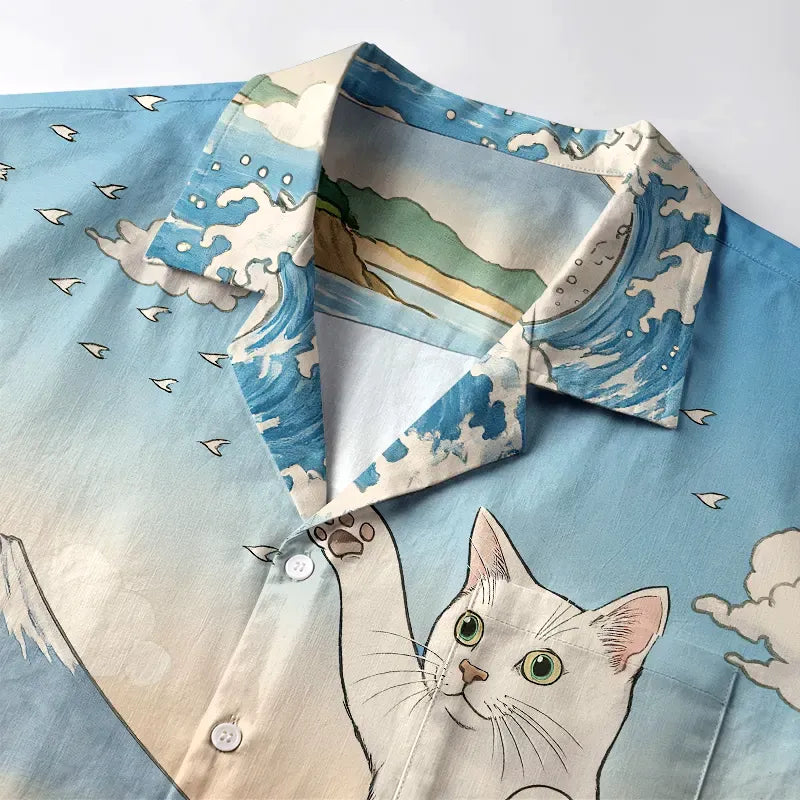 Japanese Ukiyo-e Cat Hawaiian Shirt Best Seller
