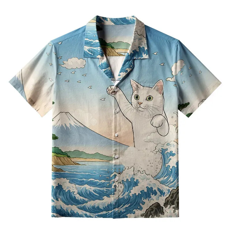 Great Wave Aloha Shirt for Summer Vacation