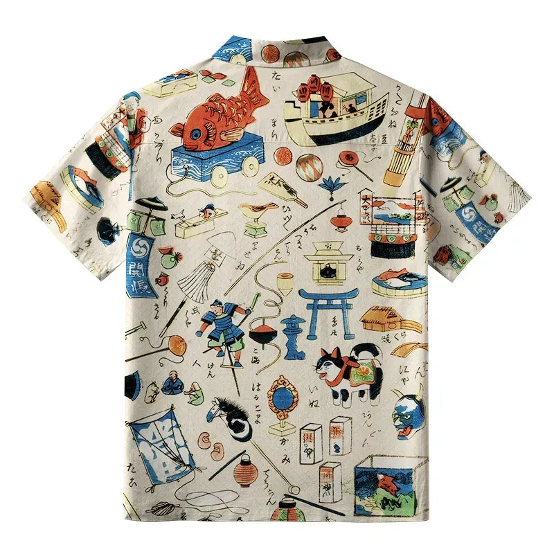 Traditional Japanese Aloha Shirt for Gift for Him