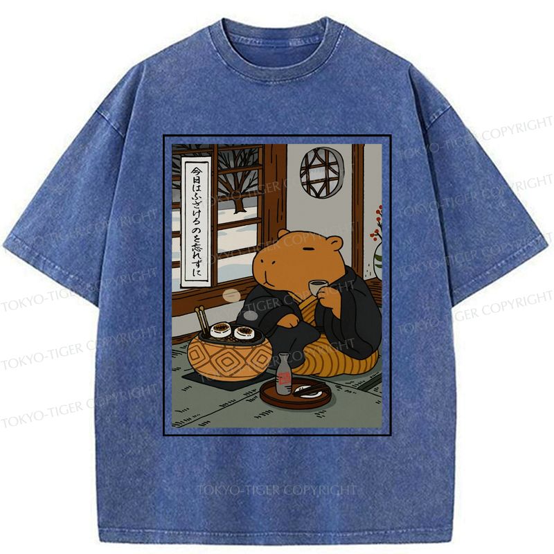 Japanese Washed Capybara Tee for Daily Wear