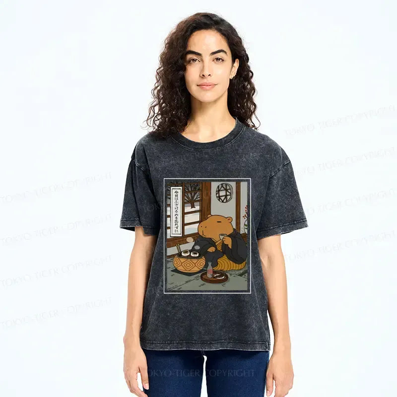 Japanese Washed Capybara Tee for Daily Wear