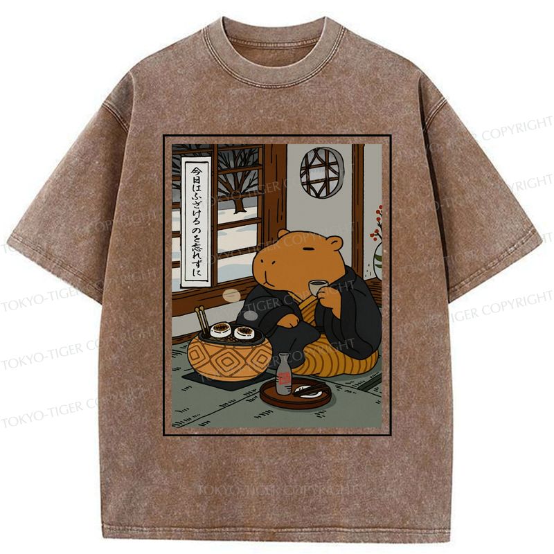 Japanese Washed Capybara Tee for Daily Wear