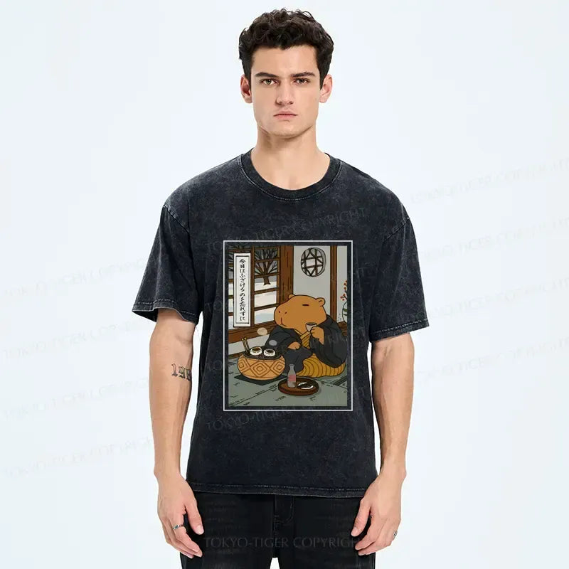 Japanese Washed Capybara Tee for Daily Wear