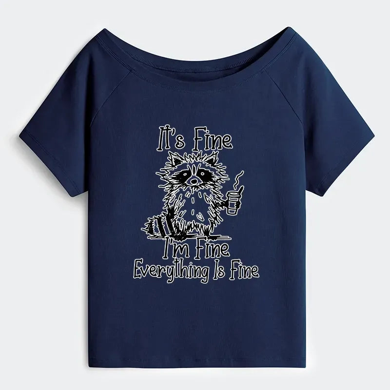 Japanese streetwear off shoulder t-shirt for women