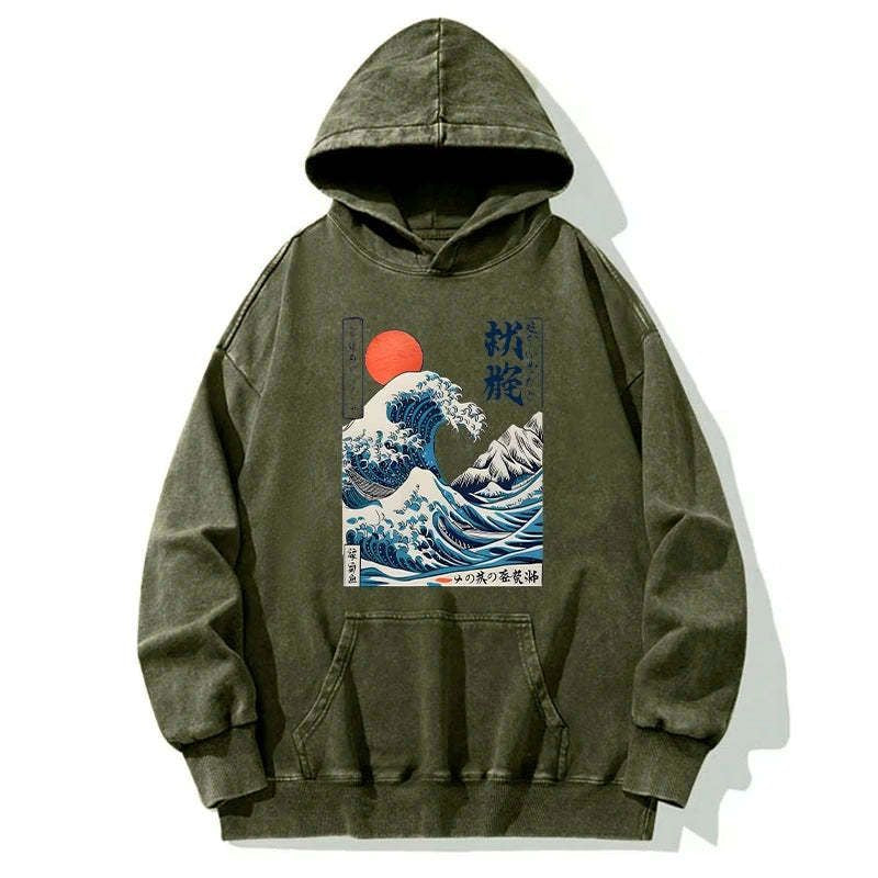 Japanese Ukiyo-e Wave Hoodie for Streetwear
