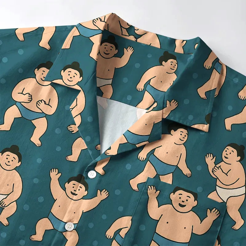 Japanese Sumo Wrestler Aloha Shirt for Summer