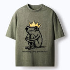 Kyoto-Lion Crown Frog Wasted Potential Meme Washed T-Shirt