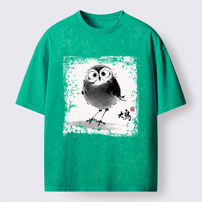 Kyoto-Lion A Bird In Ink Washed T-Shirt
