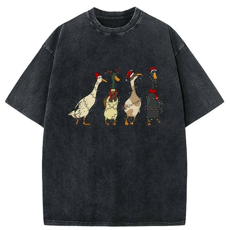 cute christmas ducks washed t-shirt