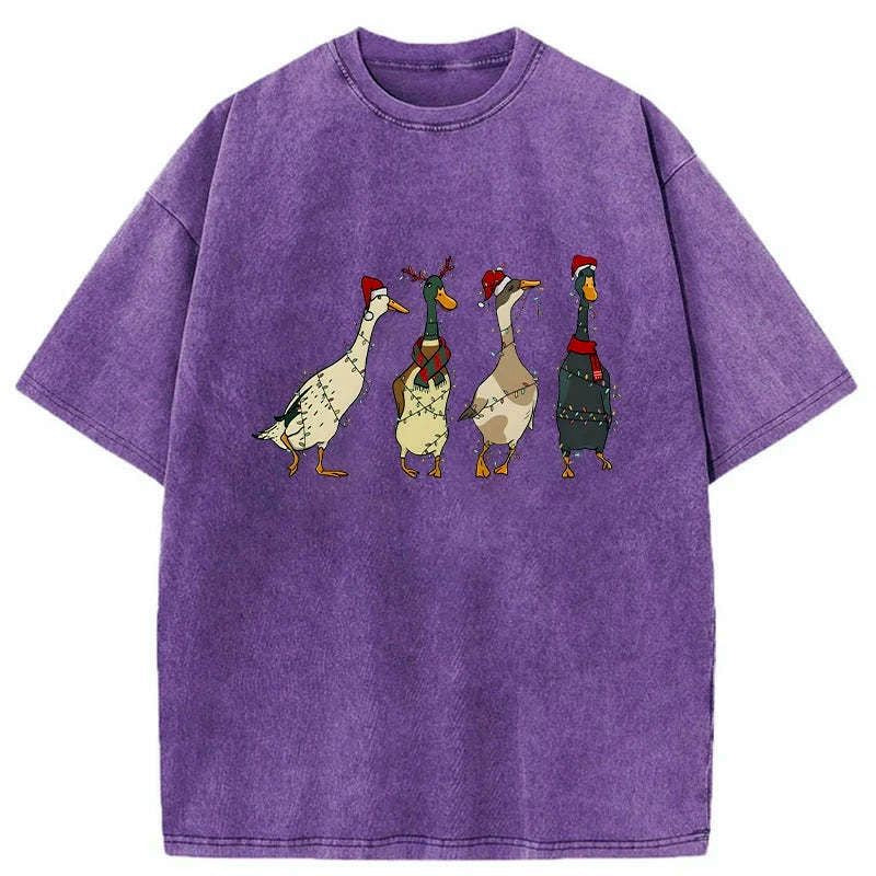 cute christmas ducks washed t-shirt