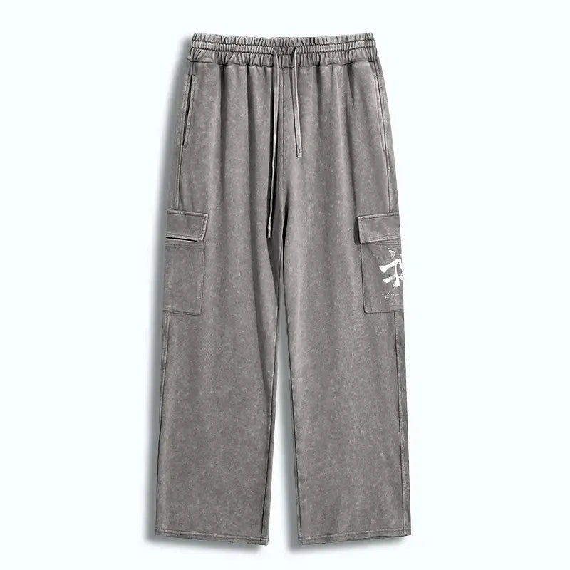 Kyoto-Lion Zen Texts Washed Utility Sweatpants
