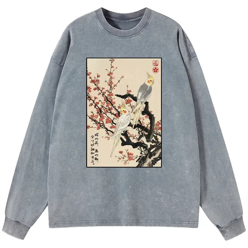 Japanese Washed Long Sleeve T-Shirt for Daily Wear
