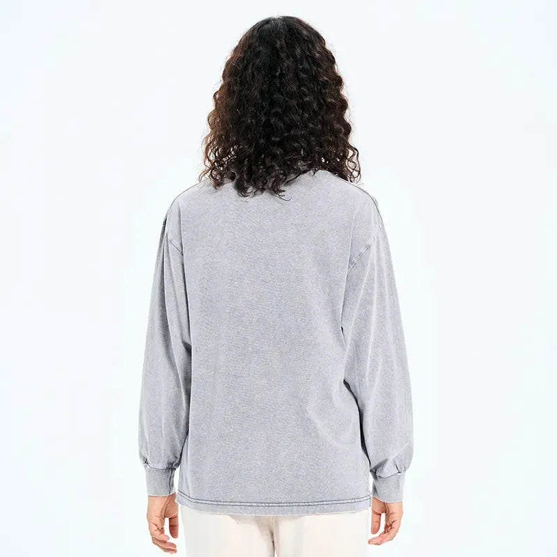 Kyoto-Lion Whispers of Silent Blossoms Washed Long Sleeve T-Shirt