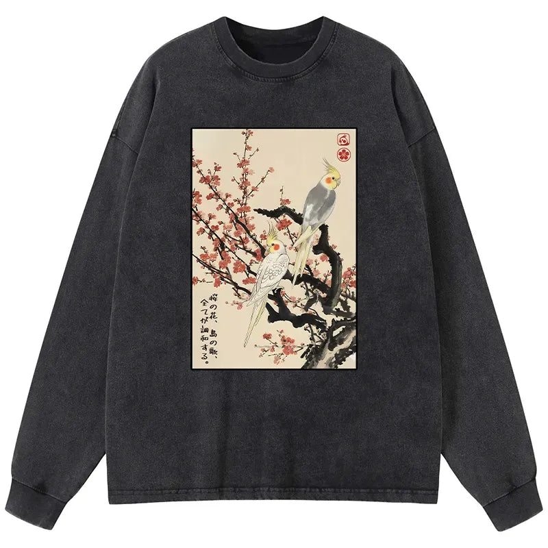 Japanese Washed Long Sleeve T-Shirt for Daily Wear
