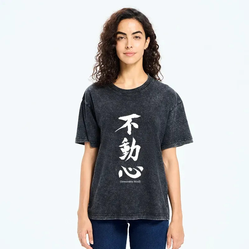 Kyoto-Lion Immovable Mind Zen Art Washed T-Shirt