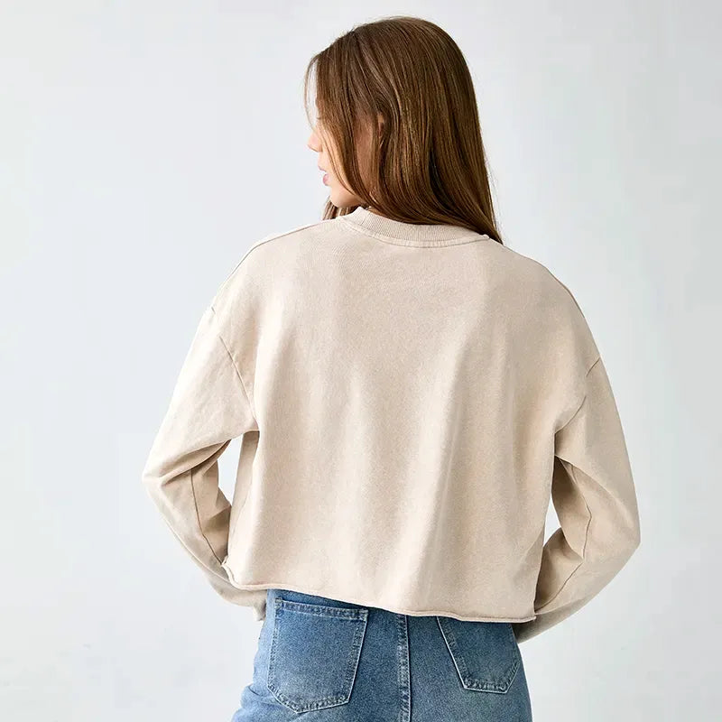 Kyoto-Lion Colorful Magic Tree Washed Crop Sweatshirt