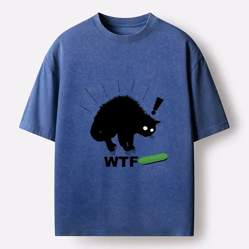 Kyoto-Lion Cat Vs Cucumber Chaos Washed T-Shirt