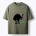 Kyoto-Lion Cat Vs Cucumber Chaos Washed T-Shirt