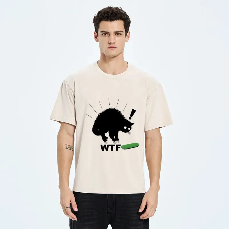 Kyoto-Lion Cat Vs Cucumber Chaos Washed T-Shirt