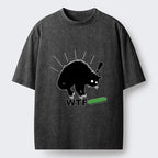 Kyoto-Lion Cat Vs Cucumber Chaos Washed T-Shirt
